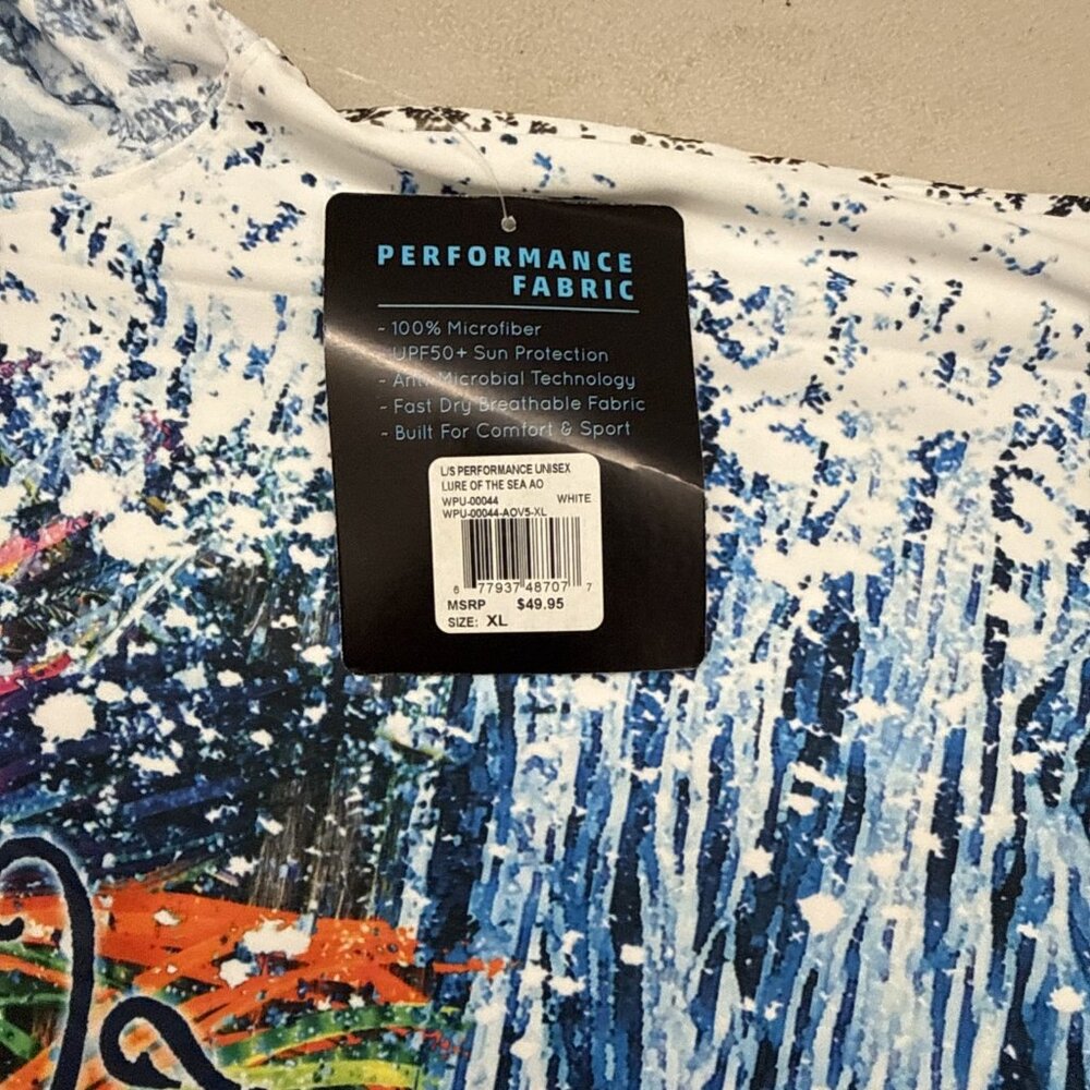 What The Fin WTF Men's XL Long Sleeve Fishing Shirt Graphic Print Boating NWT - Picture 10 of 11